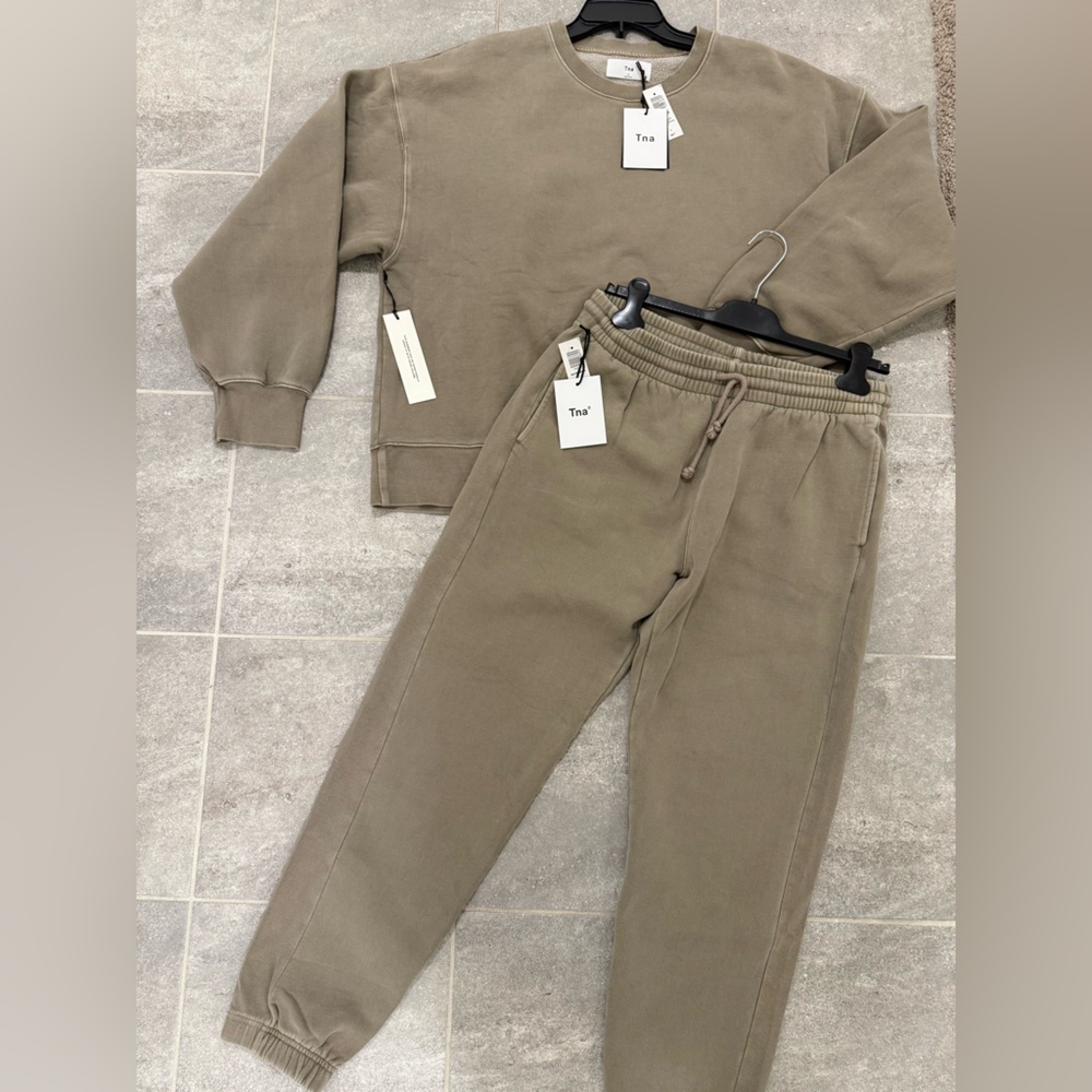 Aritzia TNA Sweatshirt + Sweatpants in Modern Taupe New w/ Tags